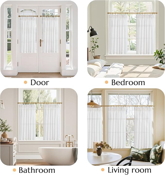 jinchan Pinch Pleated Linen Blend Curtains 45 Inch 2 Panels Light Filtering - Image 4