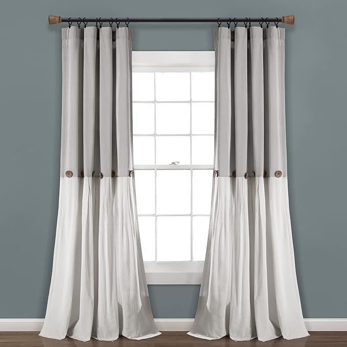 Lush Decor Linen Button Window Curtain Panel, Bedroom & Dining Room by LushDecor
