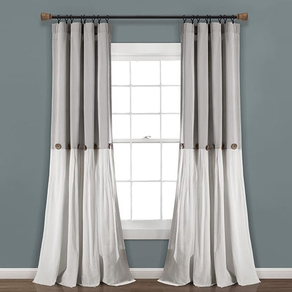 Lush Decor Linen Button Window Curtain Panel, Bedroom & Dining Room by LushDecor