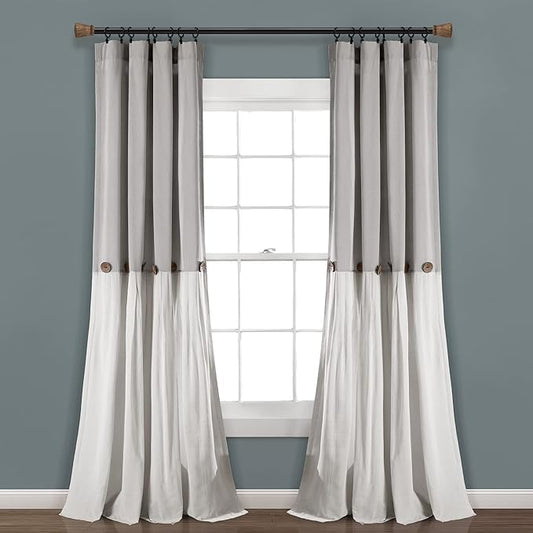 Lush Decor Linen Button Window Curtain Panel, Bedroom & Dining Room by LushDecor