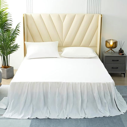 White Bed Skirt Queen Size Ruffled Bed Skirt by TSUTOMI