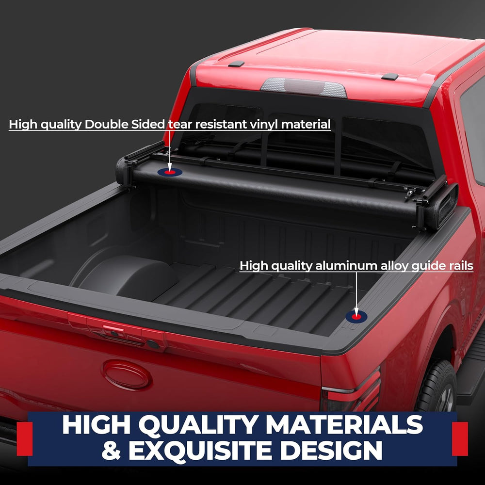 MOSTPLUS 6.5FT Quad Fold Soft Folding Truck Tonneau Cover Compatible for 2004...
