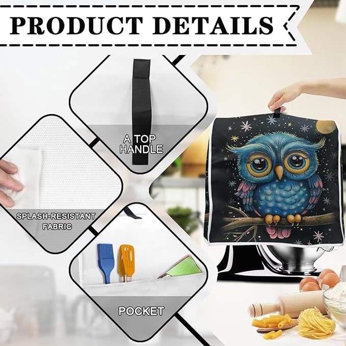 Cartoon Owl Stand Mixer Cover Kitchen Appliance Cover - Image 4