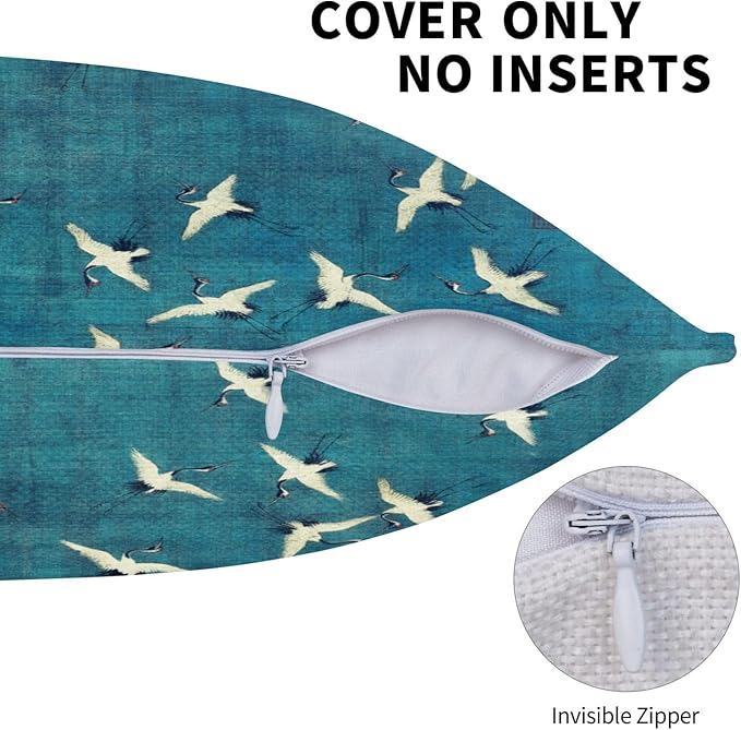 Blue Vintage Chinoiserie Bird Throw Pillow Covers 18x18 Inch Set of 2 Farmhouse - Image 7