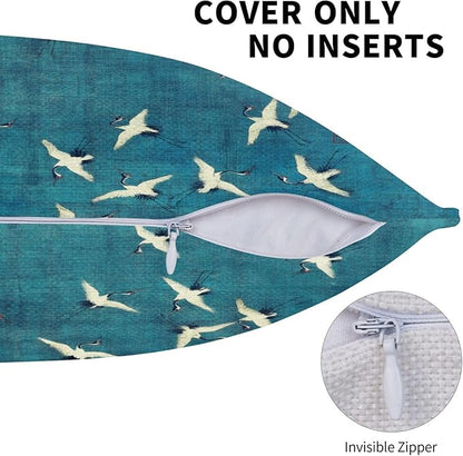 Blue Vintage Chinoiserie Bird Throw Pillow Covers 18x18 Inch Set of 2 Farmhouse - Image 7