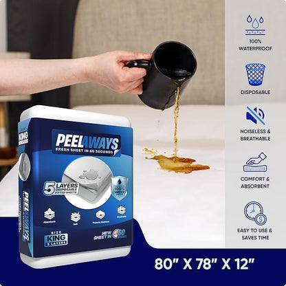 Peelaways Waterproof Disposable Bed Sheets – As Seen On Shark Tank | 5-Layer - Image 2