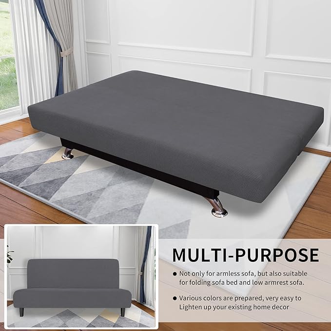 Easy-Going Stretch Futon Slipcover Armless Futon Bed Cover Furniture Protector - Image 5