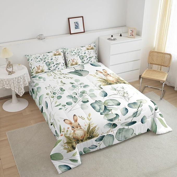 Erosebridal Girls Kawaii Animal Full Bedding Sets Cute Rabbit Comforter Set - Image 4