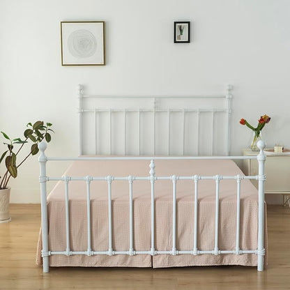 Queen Bed Skirt, Pleated Waffle Weave Bed Skirt - Image 2