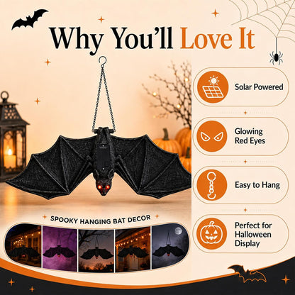 Goodeco Solar Hanging Bat - 19.7'' Large Outdoor Halloween Decor