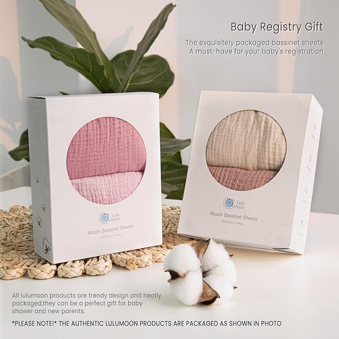 lulumoon Baby Muslin Bassinet Sheets: Cotton Bassinet Sheets Neutral - Image 7