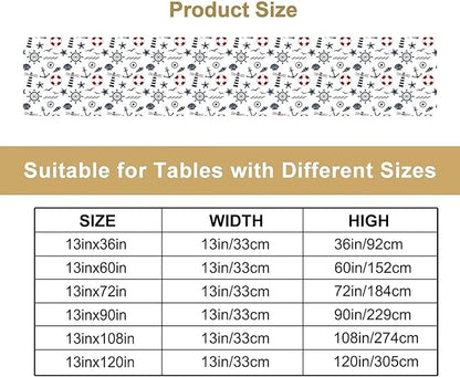 Nautical Lighthouse Table Runner, Anchors Waves and Organism Life Buoy Compass - Image 4