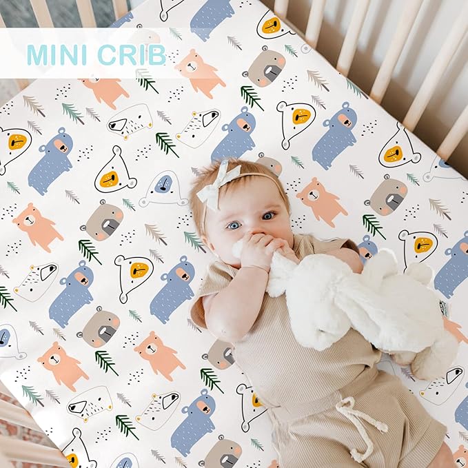 Bimocosy Pack and Play Sheets Fitted 4 Pack, 38 x 26 Inch Pack n Play Mini Crib - Image 3