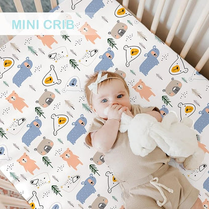 Bimocosy Pack and Play Sheets Fitted 4 Pack, 38 x 26 Inch Pack n Play Mini Crib - Image 3