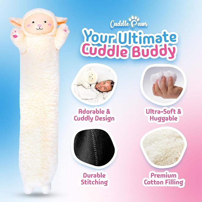 Lamb Plush Body Pillow for Kids | Long Stuffed Animal Cuddle Pillow | Soft - Image 6