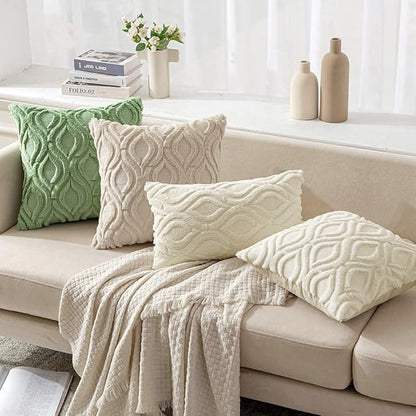 MIULEE Cream White Throw Pillow Covers 20x20 Inch, Soft Winter Plush Faux Wool - Image 5