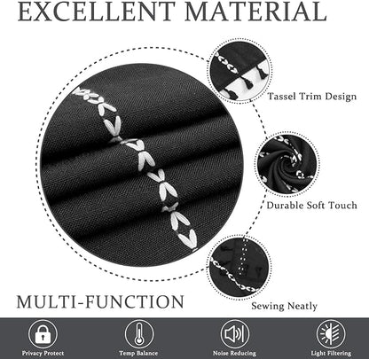 ColorBird Black Curtains Boho Drapes 84 Inches Long - Image 3