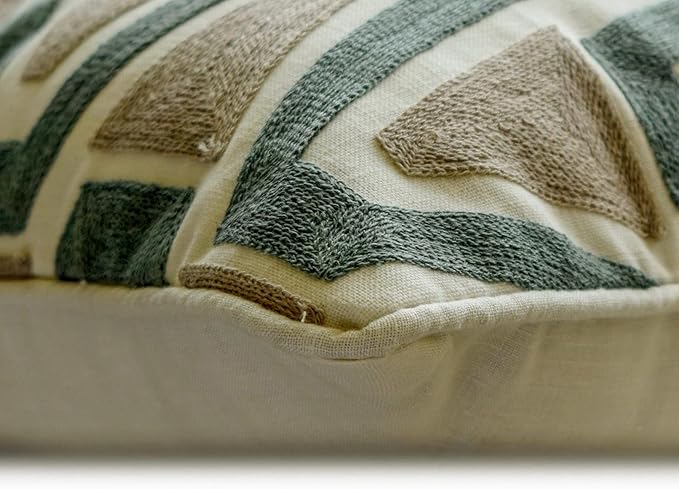 The HomeCentric Muted Green & Mocha Brown Bed Runner - Image 7