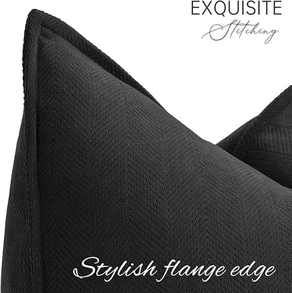 ZWJD Black Pillow Covers 20x20 Set of 2 Chenille Throw Pillow Covers - Image 2