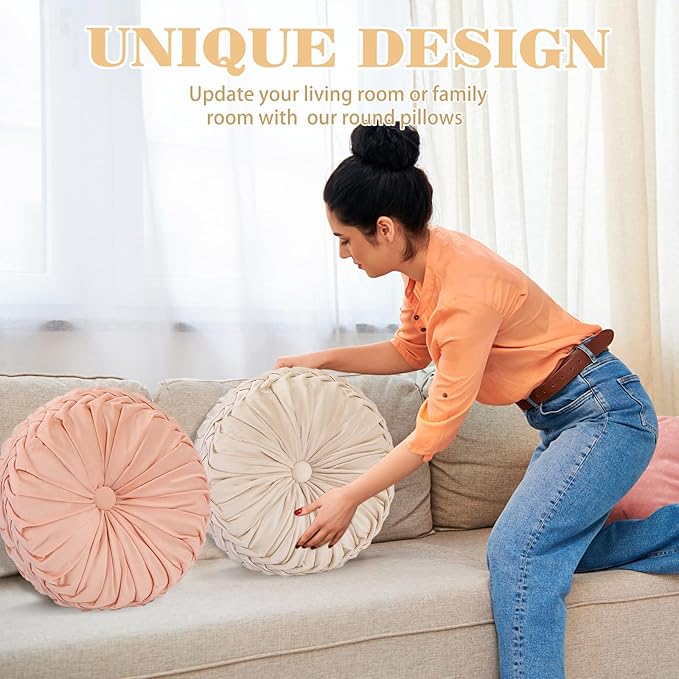 Yerliker 6 Pcs Floor Pillow Cushions 15inch Round Velvet Throw Pillows Colorful - Image 5