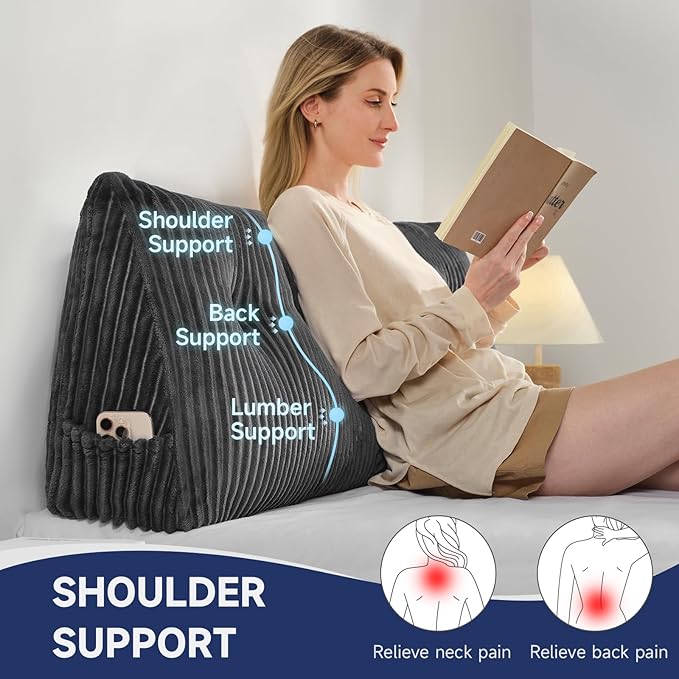 Z-hom Full Headboard Pillow, Triangular Wedge Reading Pillow - Image 2