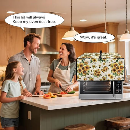 Sunflower Bee Print Toaster Oven Cover Dust-Proof Microwave Oven Cloth Cover - Image 4
