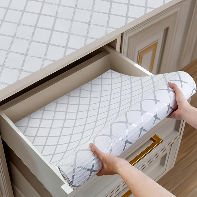Shelf and Drawer Liner for Kitchen Cabinets Non-Adhesive, Strong Grip Non-Slip by Shinlendid