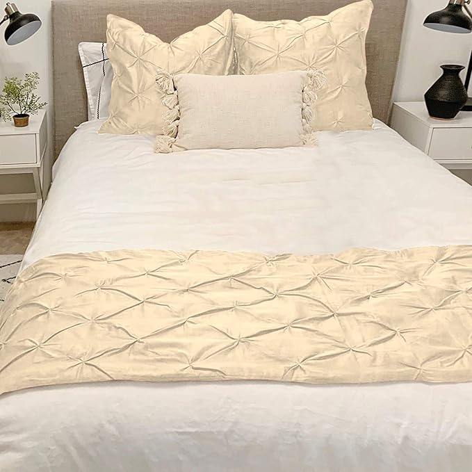 Bed Runner Set - 100% Pure Cotton 800 Thread Count - Luxury 1 Pinch Pleated Bed - Image 2