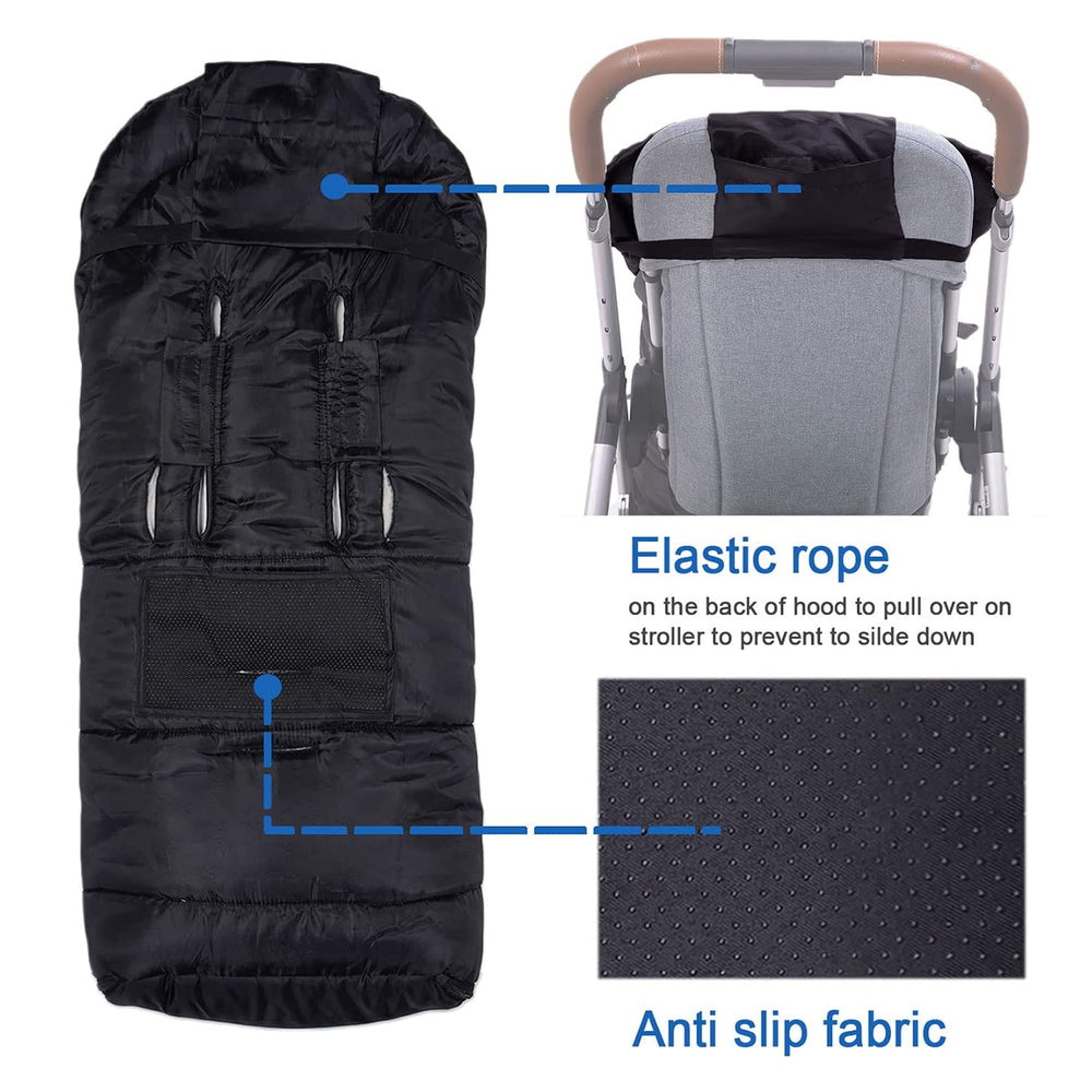 Yobee Universal Fit All Stroller Footmuff, Plush Warm Weatherproof Bunting Ba...