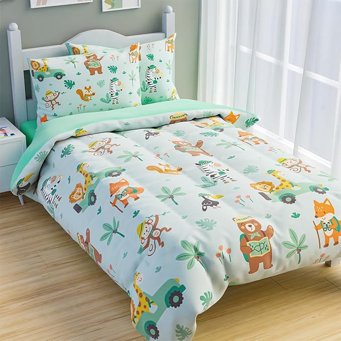 SANDJEST Jungle Animal Comforter Set Full Size 98x86in - Image 5