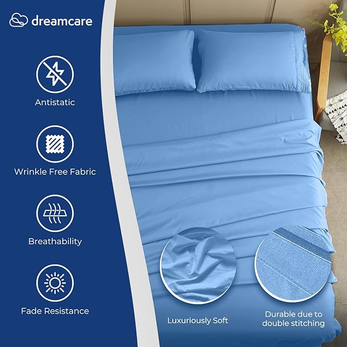 DREAMCARE California King Sheet Sets – 4 pcs Cooling Sheets – up to 21” Deep - Image 2