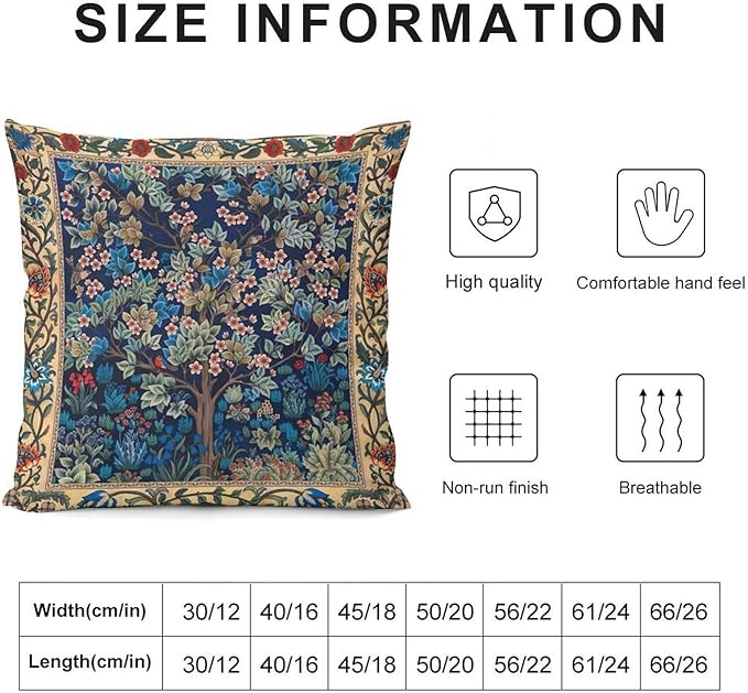 William Morris Floral Original Throw Pillow Covers Boho Art Retro Design Cozy - Image 2