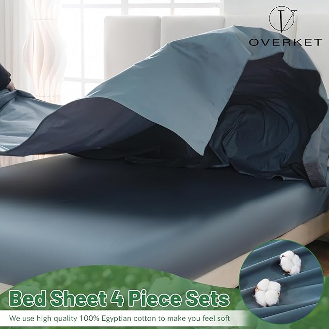 Egyptian Cotton Sheets Full Size 1000 Thread Count Sateen Weave Soft Breathable - Image 3