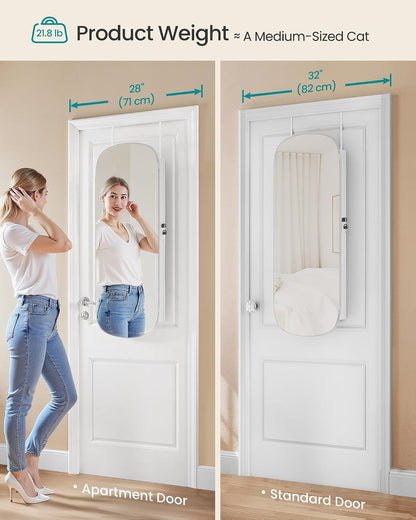 songmics jewelry organizer, led jewelry cabinet, wall/door mounted, side view