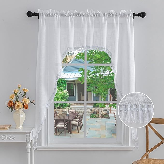 Beda Home Tassel Linen Textured Swag Valances by BedaHomeBedaLife