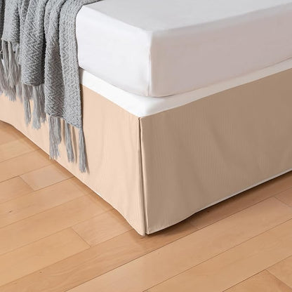 Full Bed Skirt, Grid Plaid Soft Quadruple Pleated Ruffle Bed Skirt, Tailored by TSUTOMI