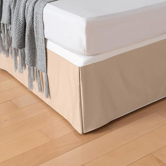 Queen Bed Skirt, Grid Plaid Soft Quadruple Pleated Ruffle Bed Skirt, Tailored by TSUTOMI