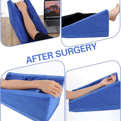 Gray Arm Elevation Pillow with 2 Pockets, Soft Ergonomic Support Pillow - Image 4