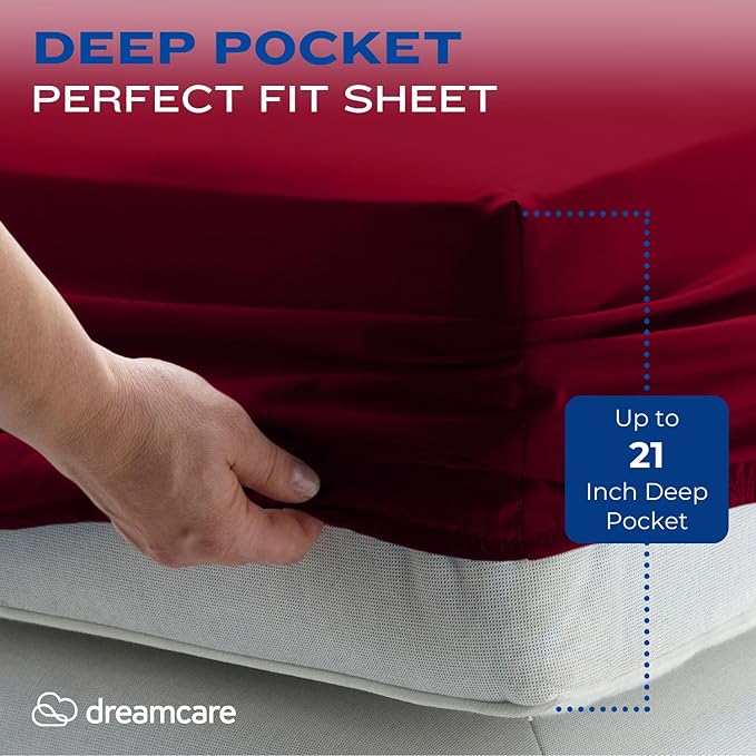 DREAMCARE California King Sheet Sets – 4 pcs Cooling Sheets – up to 21” Deep - Image 3
