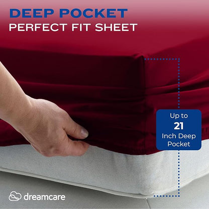DREAMCARE California King Sheet Sets – 4 pcs Cooling Sheets – up to 21” Deep - Image 3