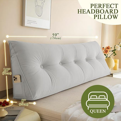 Headboard Pillow Queen, Large Triangular Wedge Headboard Pillow - Image 3