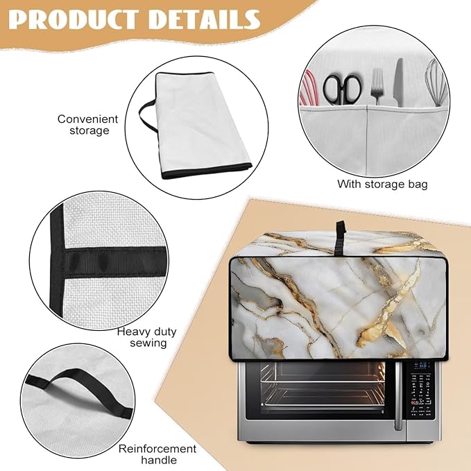 Toaster Oven Dust Cover with Storage Pockets, Protective Decorative Smart Oven - Image 5