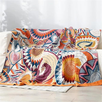 MSGKV Boho Throw Blanket for Bed Couch, 100% Cotton Throw Blankets 80''x 90'' - Image 2