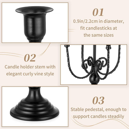 Sziqiqi Black Candelabra Candle Holder for Halloween, 5 Arms Candelabra