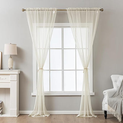 Natural Sheer Curtains 96 Inches Long, Privacy Semi Sheer Curtains - Image 7