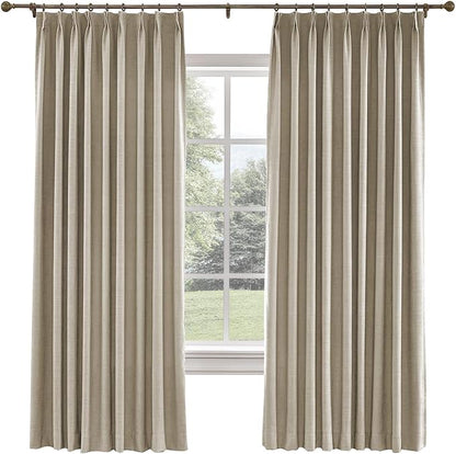 TWOPAGES 26 W x 108 L inch Pinch Pleated Curtain Room Darkening Linen Drapery by TWOPAGES