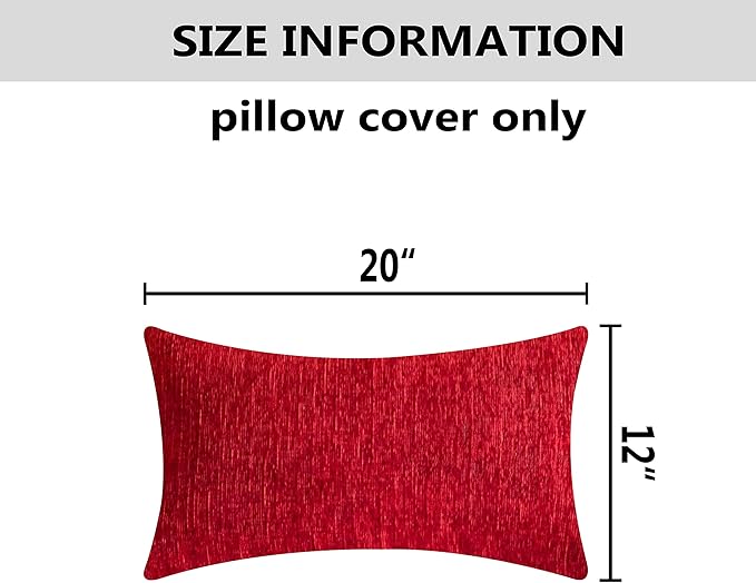 Home Brilliant Lumbar Pillow Covers 12x20 Set of 2 Chenille Rectangle Throw - Image 5