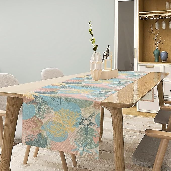 Nautical Starfish Colorful Coral Pink Blue Yellow Table Runner - Image 7