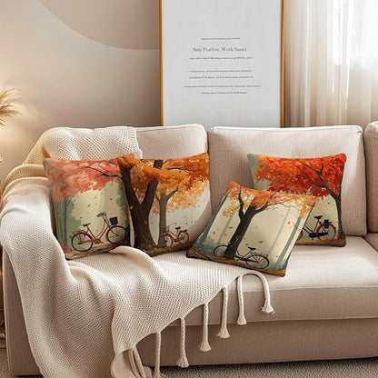 Throw Pillow Covers | 18x18 Set of 4 Seasonal Decorative Cushion Covers | Couch - Image 2