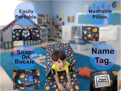 Toddler Nap Mat with Pillow and Blanket, Nursery Sleeping Mat, Portable Bed - Image 3